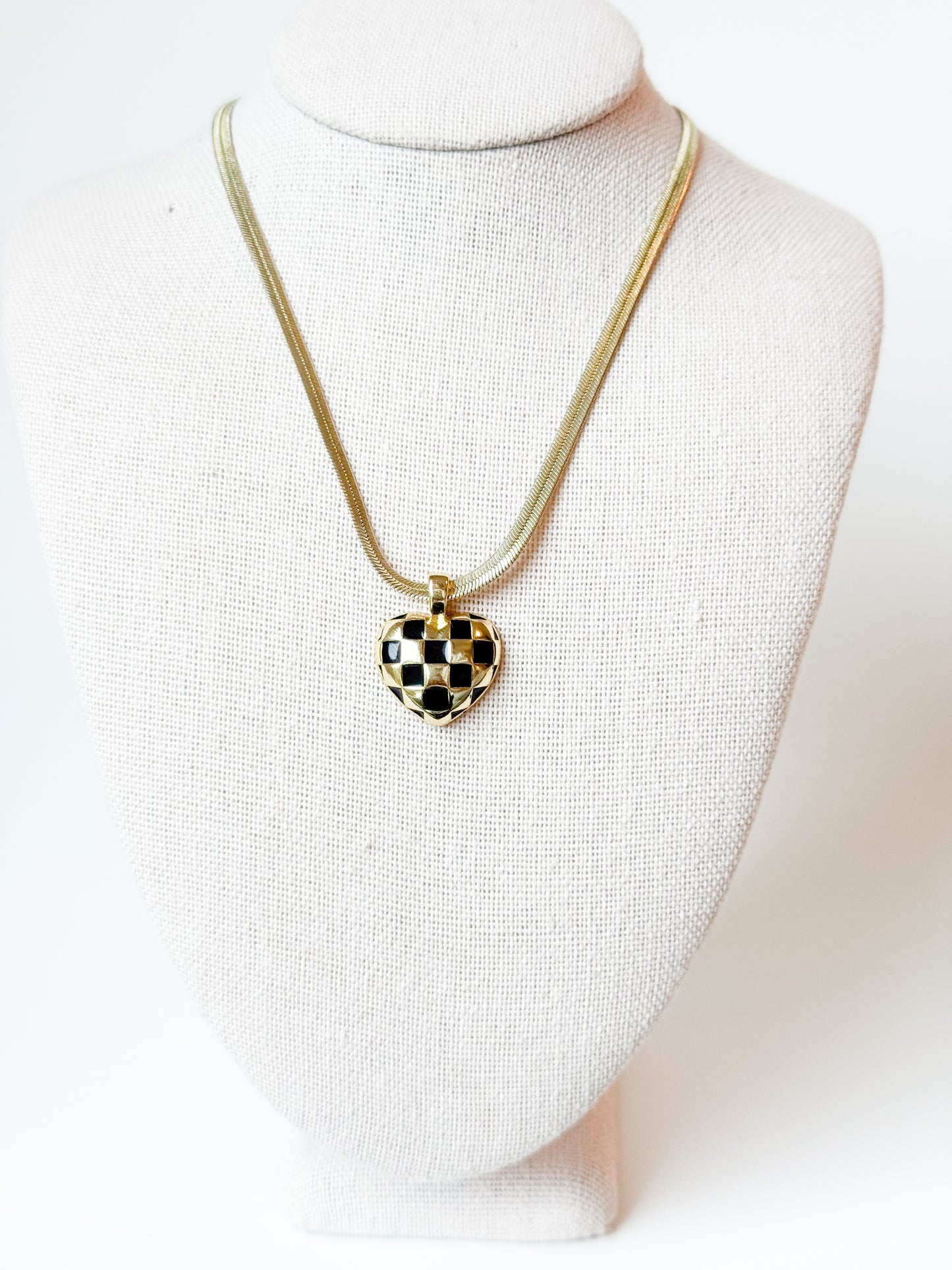 Checkered Heart Necklace