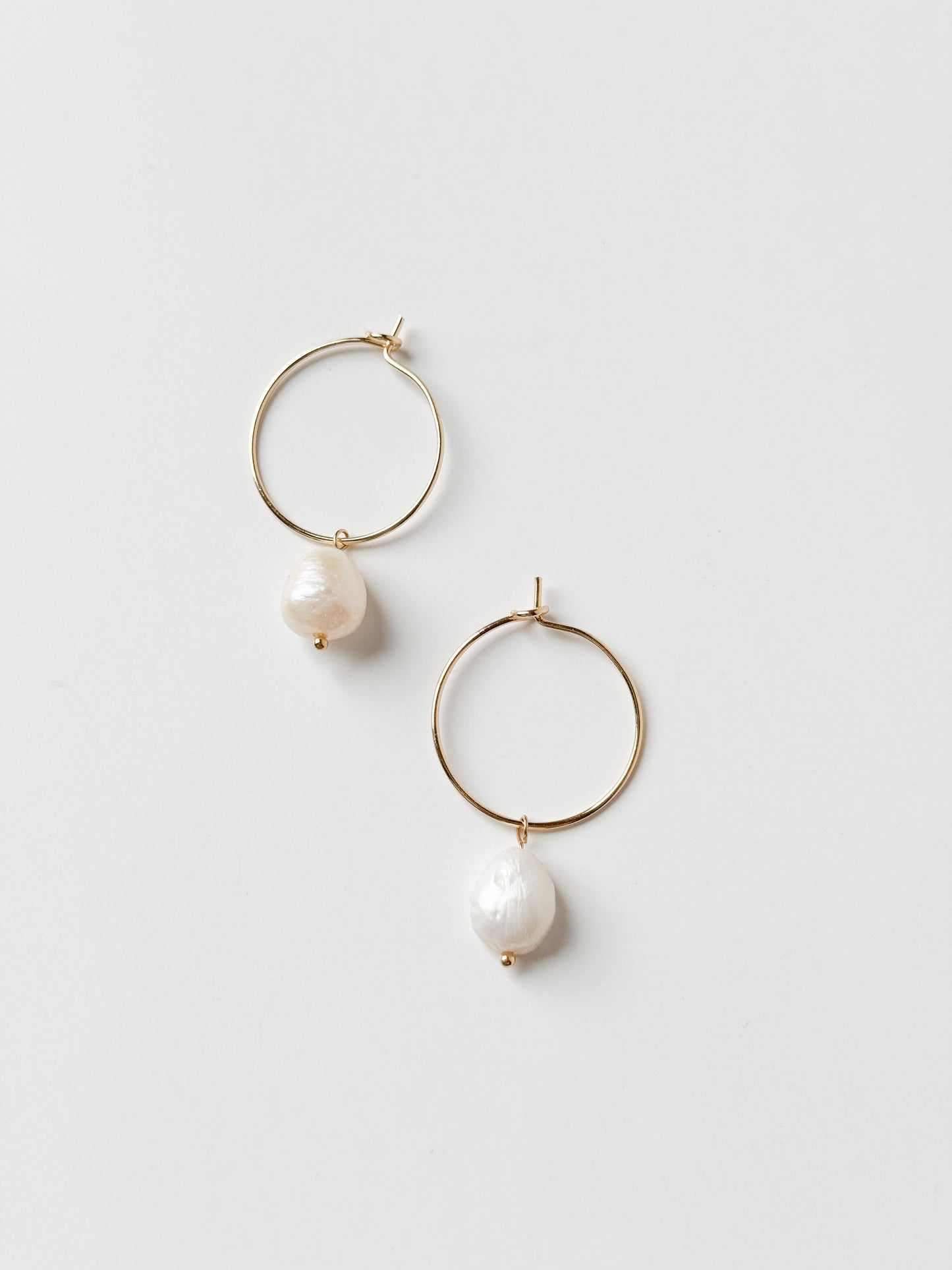 Pearl Hoops - Gold