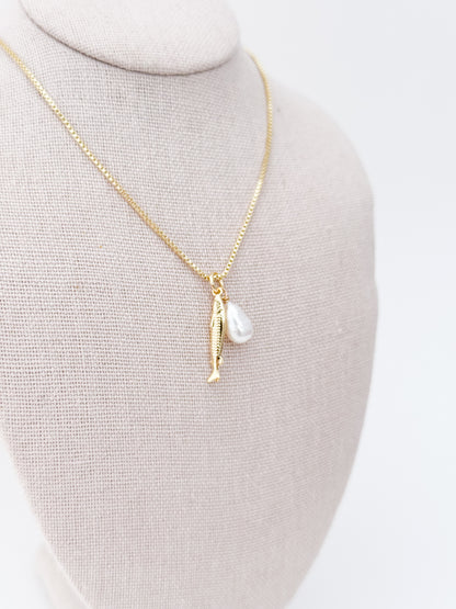 Fish + Pearl Necklace