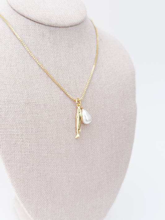 Fish + Pearl Necklace
