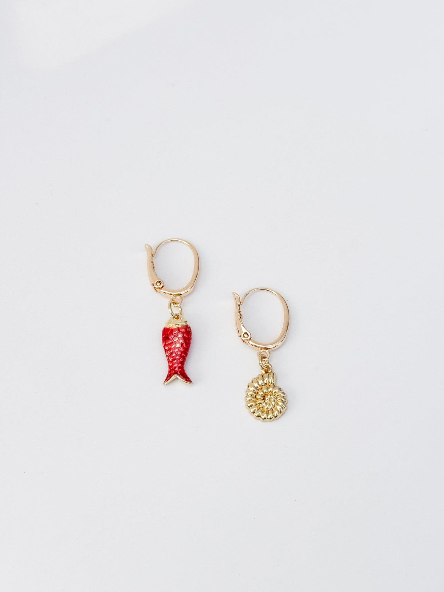 Red Fish + Shell Dangles