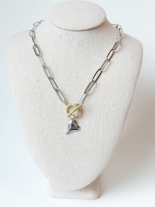 Two Toned Heart Chain