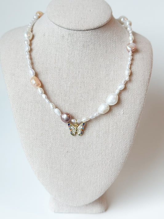 Butterfly Pearl Necklace