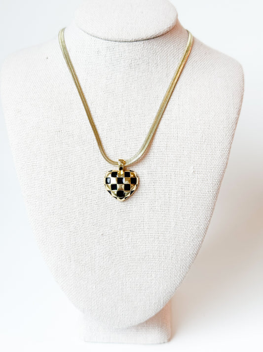Checkered Heart Necklace