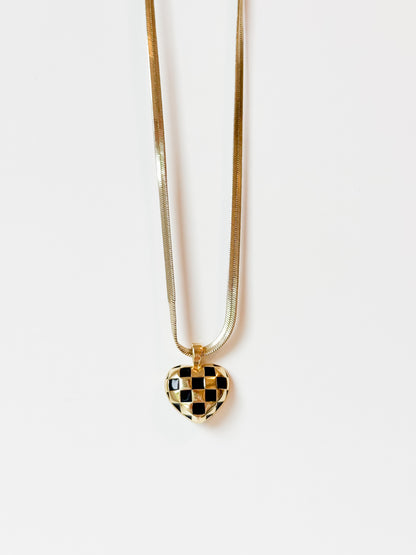 Checkered Heart Necklace