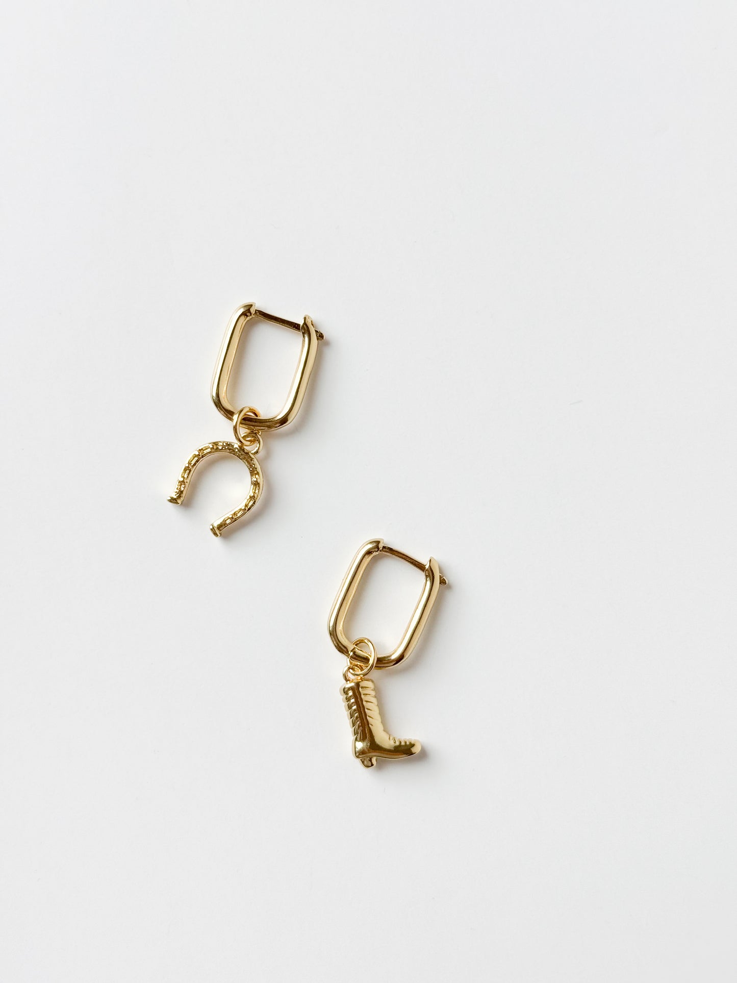 Cowgirl Boot & Horseshoe Oval Hoops
